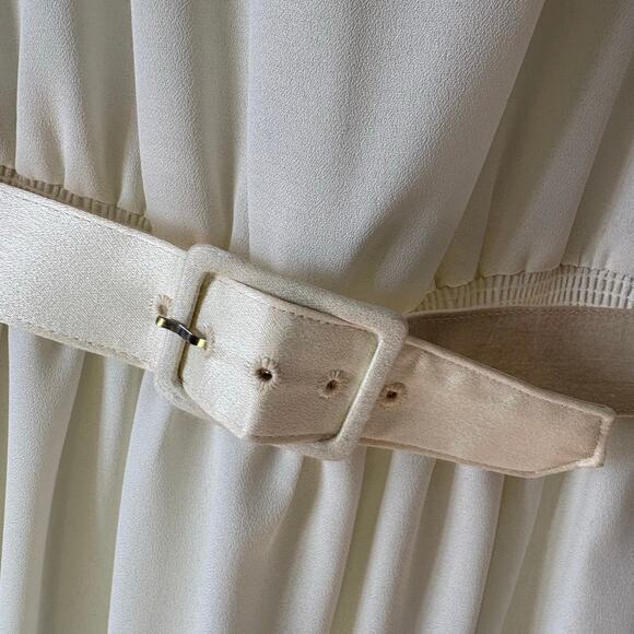 Jerell of Texas Vintage 70s Cream Lace Belted Dress Size 7 - Picture 4 of 8